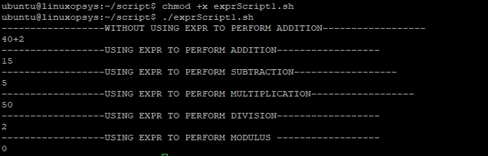 arithmetic operations using expr