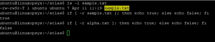 bash if option r